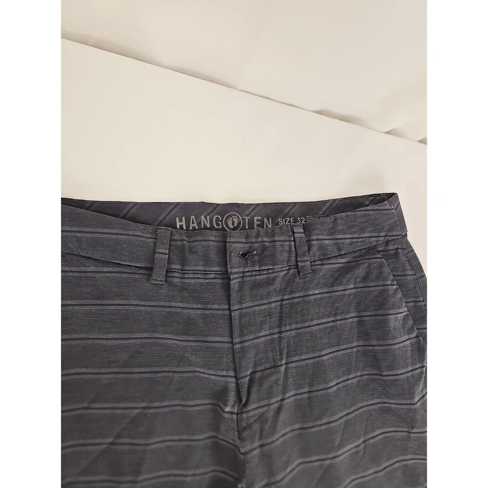 Hang Ten Mens Sz 32 Gray Black Plaid Board Shorts Swim Trunks Surf Hybrid